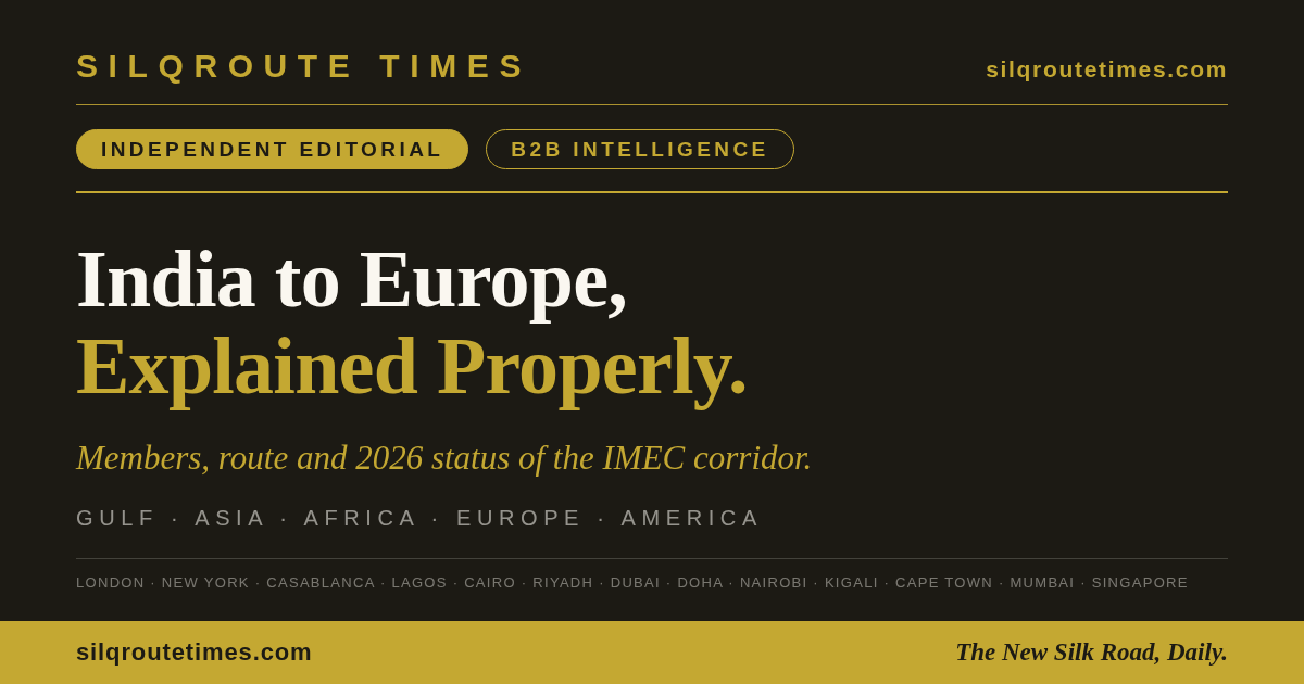 Share card for The IMEC Corridor Explained: India, the Middle East and Europe in 2026
